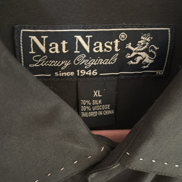 Nat Nast men’s silk color block Black and Beige Button-Up Shirt. Size XL - Picture 6 of 6